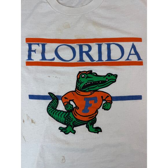 Vintage Mens Florida Gators T Shirt L College Logo Uni Single Stitch Thrashed - Picture 2 of 11